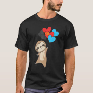 Polyamory Flag Pride Lgbtq Balloon Heart Sloth T-Shirt