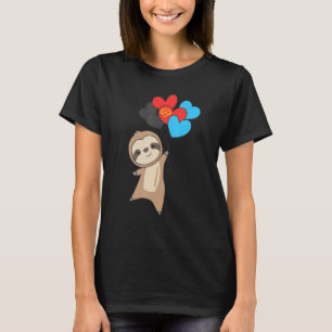 Polyamory Flag Pride Lgbtq Balloon Heart Sloth T-Shirt