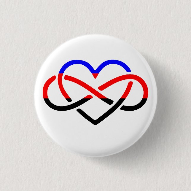 Polyamory Infinity Heart Button Pin (Front)
