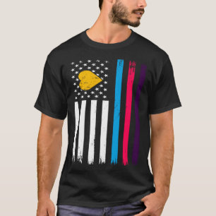 Polyamory New Pride USA Flag Polyamorous Throuple T-Shirt