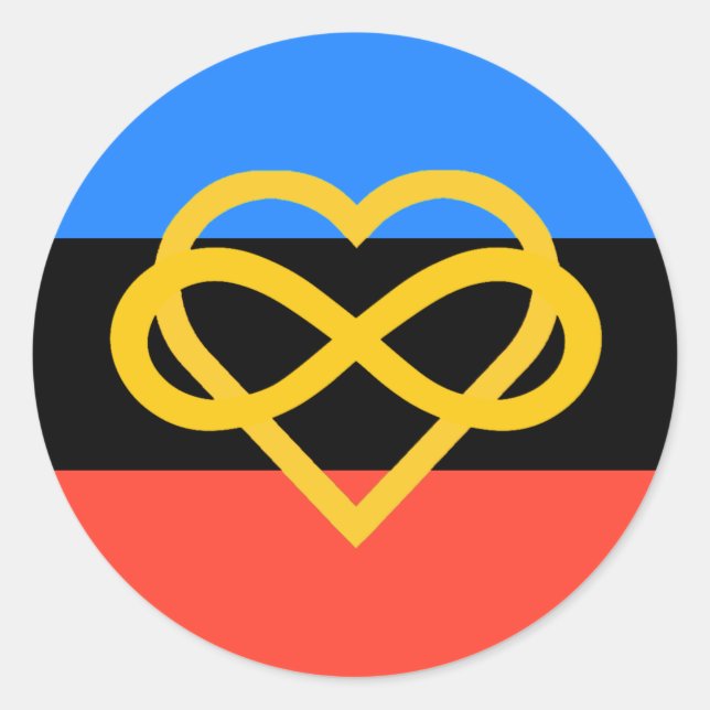 Polyamory Pride Circle Sticker (Infinity Heart) (Front)