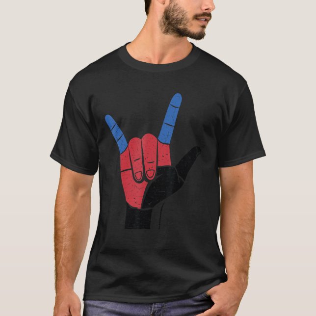 Polyamory Pride Flag Hand Sign Polyamorous T-Shirt (Front)