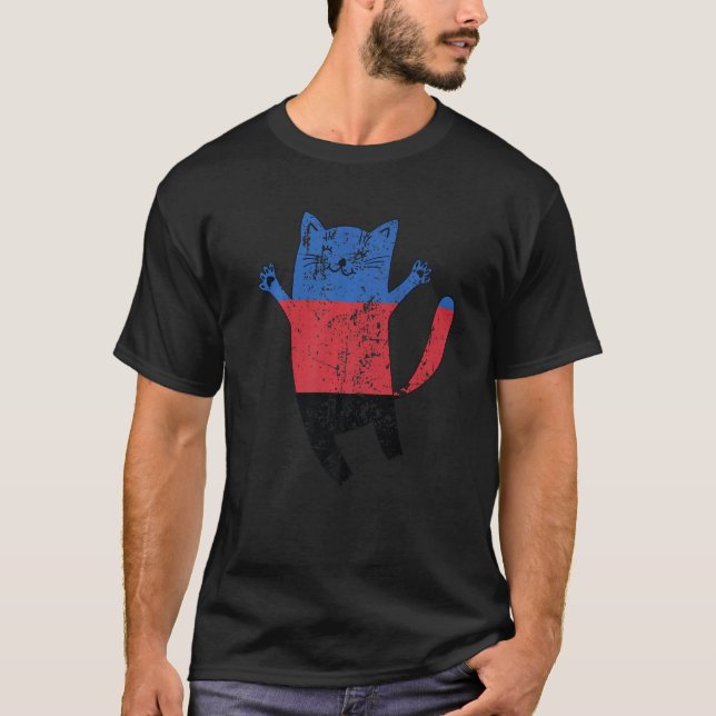 Polyamory Pride Flag Happy Cat Polyamorous T-Shirt (Front)