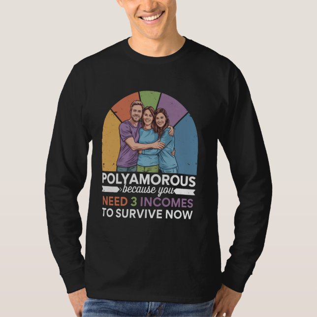 Polyamory Pride Funny Polyamorous Throuple Gay Rel T-Shirt (Front)