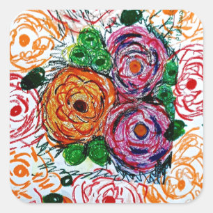 Polychromatic Flowers Square Sticker