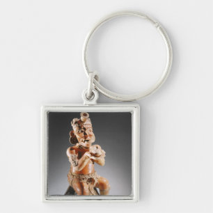 Polychrome two-part effigy vessel, perhaps key ring