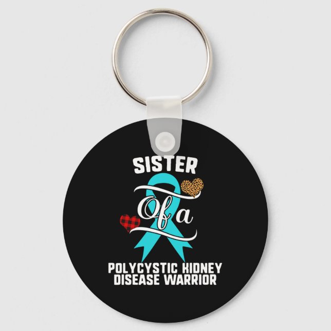 Polycystic Kidney Disease Awareness Leopard Buffal Key Ring (Front)
