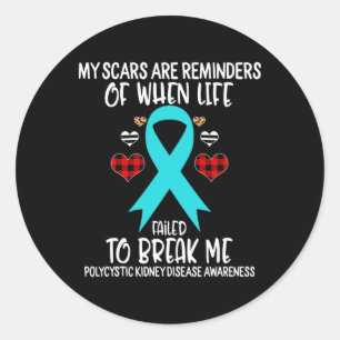 Polycystic Kidney Disease Awareness Warrior Scars Classic Round Sticker