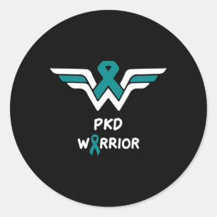 Polycystic Kidney Disease Awareness Warrior Teal R Classic Round Sticker