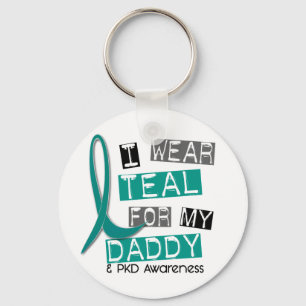 Polycystic Kidney Disease PKD Teal For Daddy 37 Key Ring