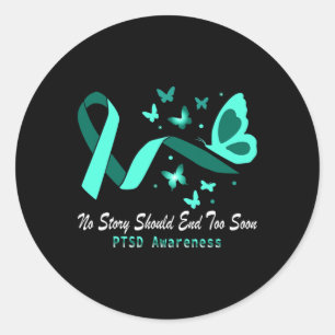 Polycystic Kidney Disease Ptsd Awareness Butterfli Classic Round Sticker