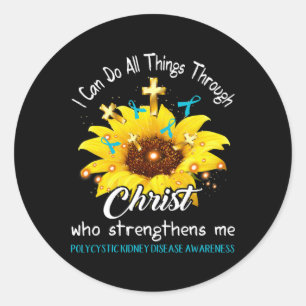 Polycystic Kidney Disease Warrior I Can Do All Classic Round Sticker