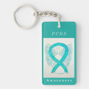 Polycystic Ovarian Syndrome (PCOS) Ribbon Keychain