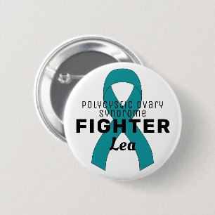 Polycystic Ovary Syndrome Ribbon White Button