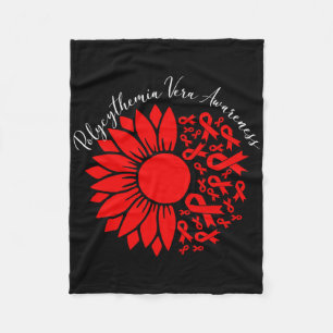 Polycythemia Vera Awareness Red Sunflower Mpn Bloo Fleece Blanket
