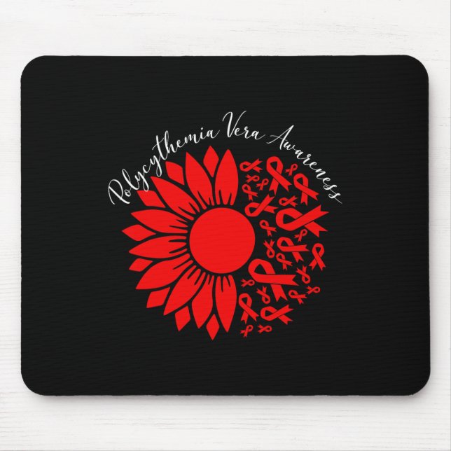 Polycythemia Vera Awareness Red Sunflower Mpn Bloo Mouse Pad (Front)