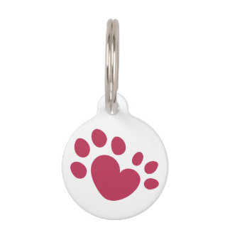 Polydactyl Cat Paw Print Heart Pet Tag