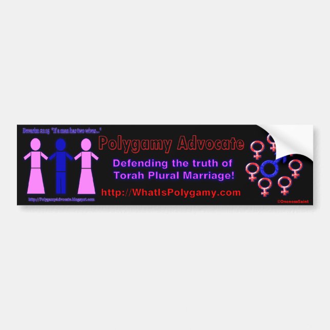 Polygamy Advocate bumper sticker (Front)