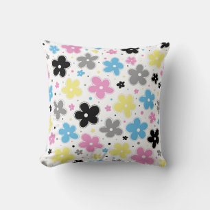 Polygender Pride Flag Flowers Doodle Pastel Cushion