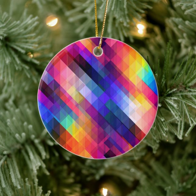 Polygon abstract colourful pattern ceramic ornament (Tree)
