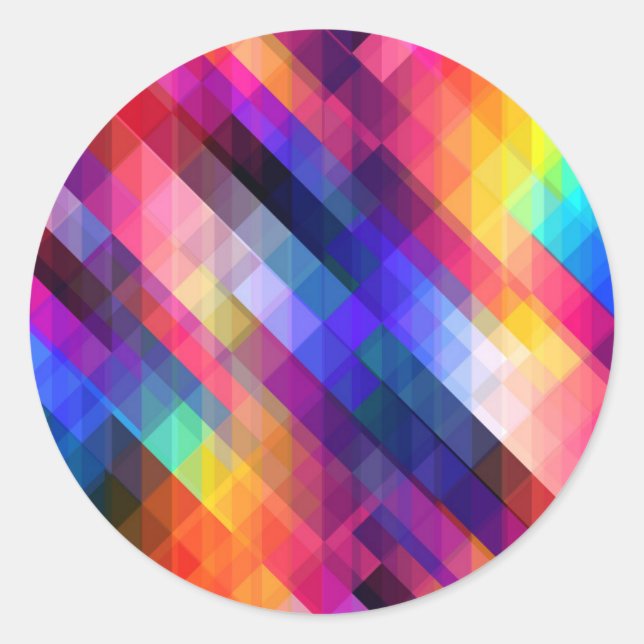 Polygon abstract colourful pattern classic round sticker (Front)