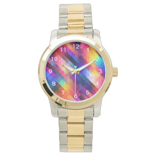Polygon abstract colourful pattern watch