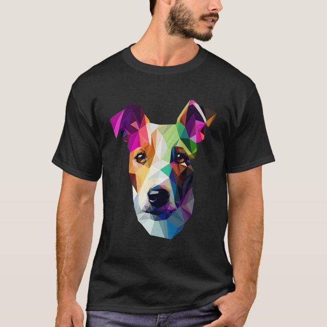 Polygon Abstract Geometric Jack Russell Poly Art T-Shirt (Front)