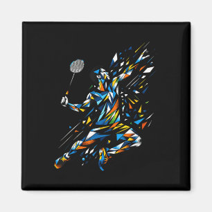 Polygon Art Badminton Player Shuttle Badmintoner Magnet