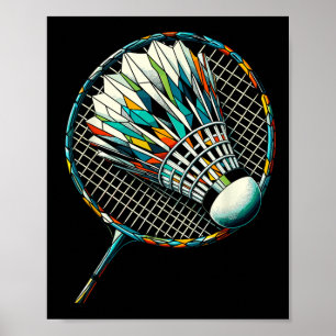 Polygon Art Badminton Player Shuttle Badmintoner  Poster