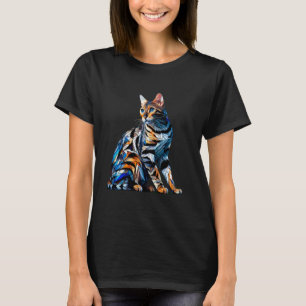 Polygon Art Bengal Cat T-Shirt