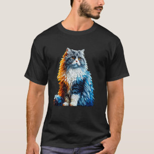 Polygon Art British Longhair Cat Highland Straight T-Shirt