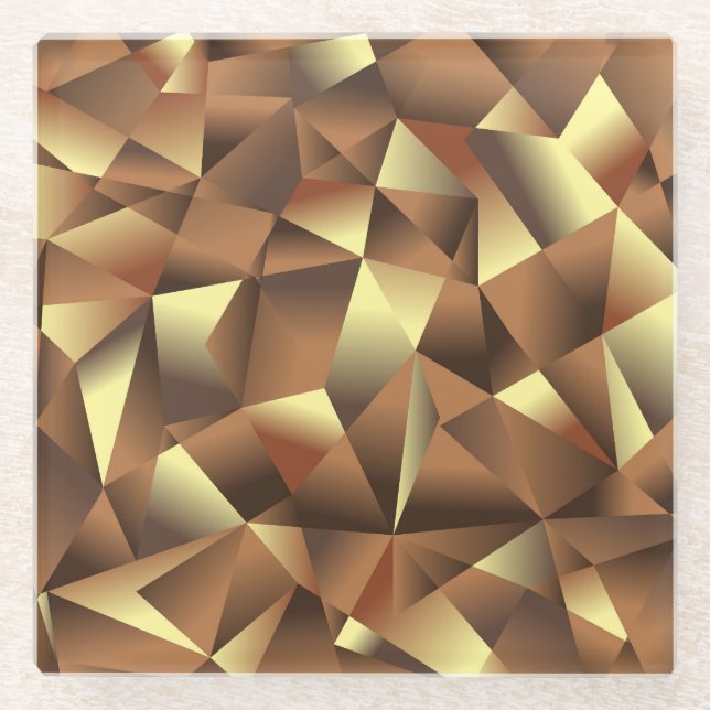 Polygon Background: Abstract Textured Art Glass Coaster (Front)