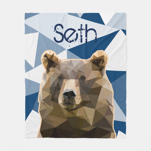 Polygon Bear Personalised Fleece Blanket (Front)