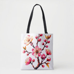 Polygon Cherry Blossom Art Tote Bag