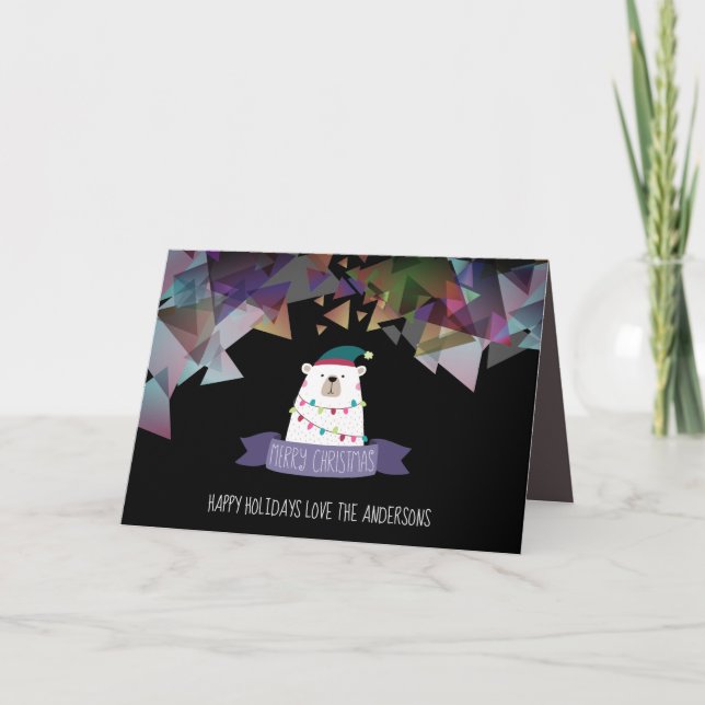 Polygon Christmas Polar Bear Personalised Card (Front)