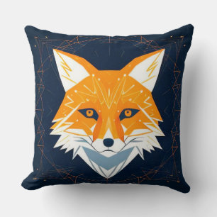 Polygon Fox Illustration with Celestial Ornament Cushion