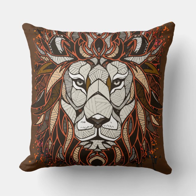 Polygon Lion | Colourful Drawing | Lion Pillow (Front)
