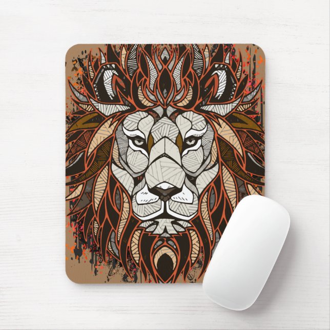 Polygon Lion Mousepad | Colourful Drawing | Lion (With Mouse)