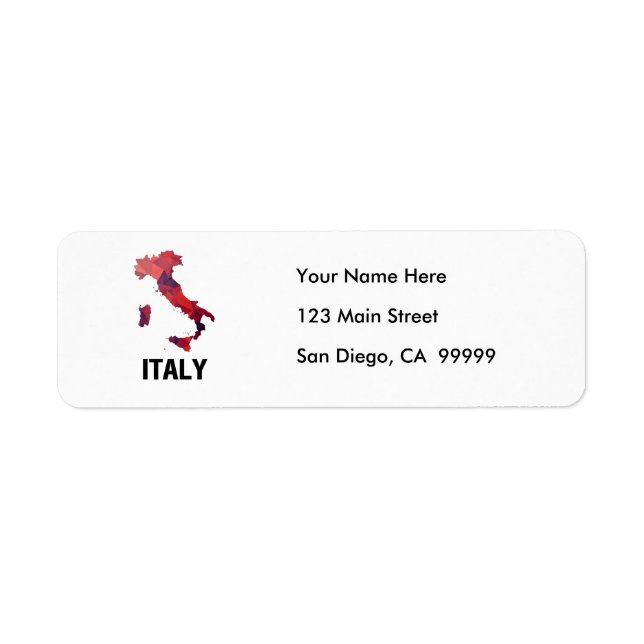 Polygon Mosaic Map of Italy Return Address Label (Front)