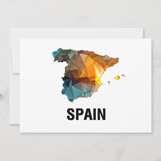 Polygon Mosaic Map of Spain Invitation (Front)