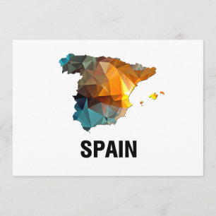 Polygon Mosaic Map of Spain Invitation