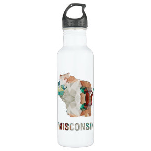 Polygon Mosaic State Map WISCONSIN 710 Ml Water Bottle