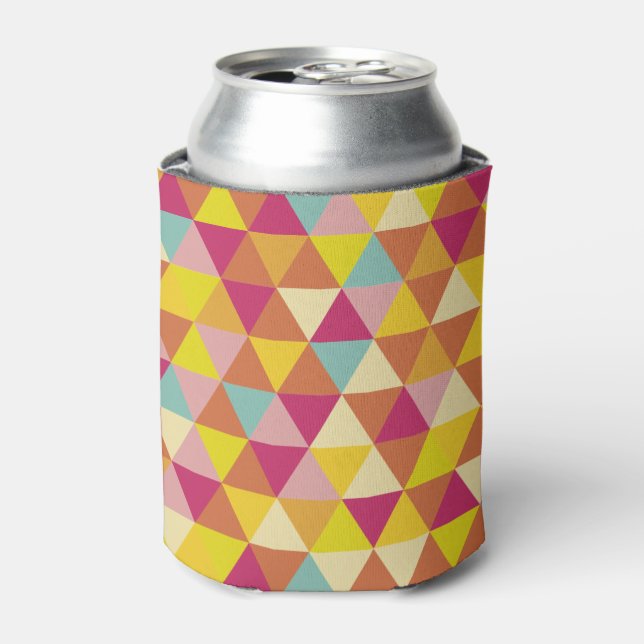 Polygon Multi colour Triangles in Geometrical Shap Can Cooler (Can Front)