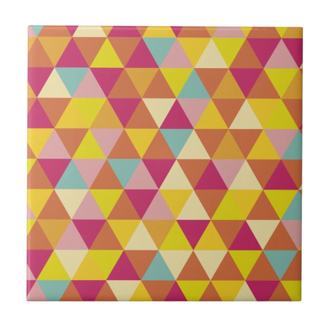 Polygon Multi colour Triangles in Geometrical Shap Ceramic Tile (Front)