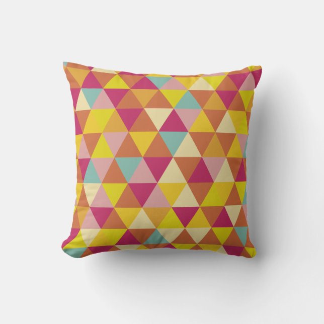 Polygon Multi colour Triangles in Geometrical Shap Cushion (Front)