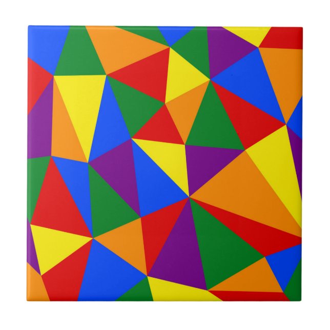 Polygon Rainbow Pattern Ceramic Tile (Front)
