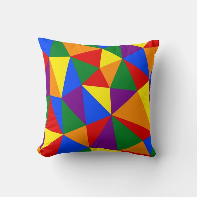 Polygon Rainbow Pattern Cushion (Front)