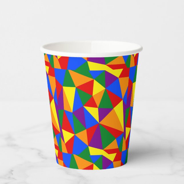Polygon Rainbow Pattern Paper Cups (Left)