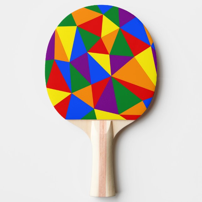 Polygon Rainbow Pattern Ping Pong Paddle (Front)