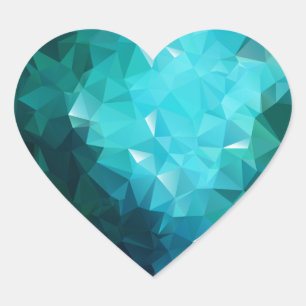 Polygonal Aquamarine Abstract Heart Sticker